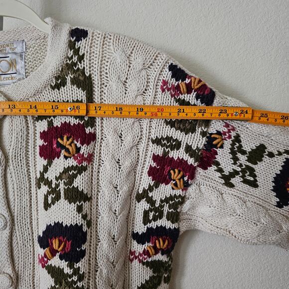 VTG NINON DE LENCLOS NWT Floral Bird Print Embroidered Cottagecore Cardigan Sz M - Picture 14 of 16